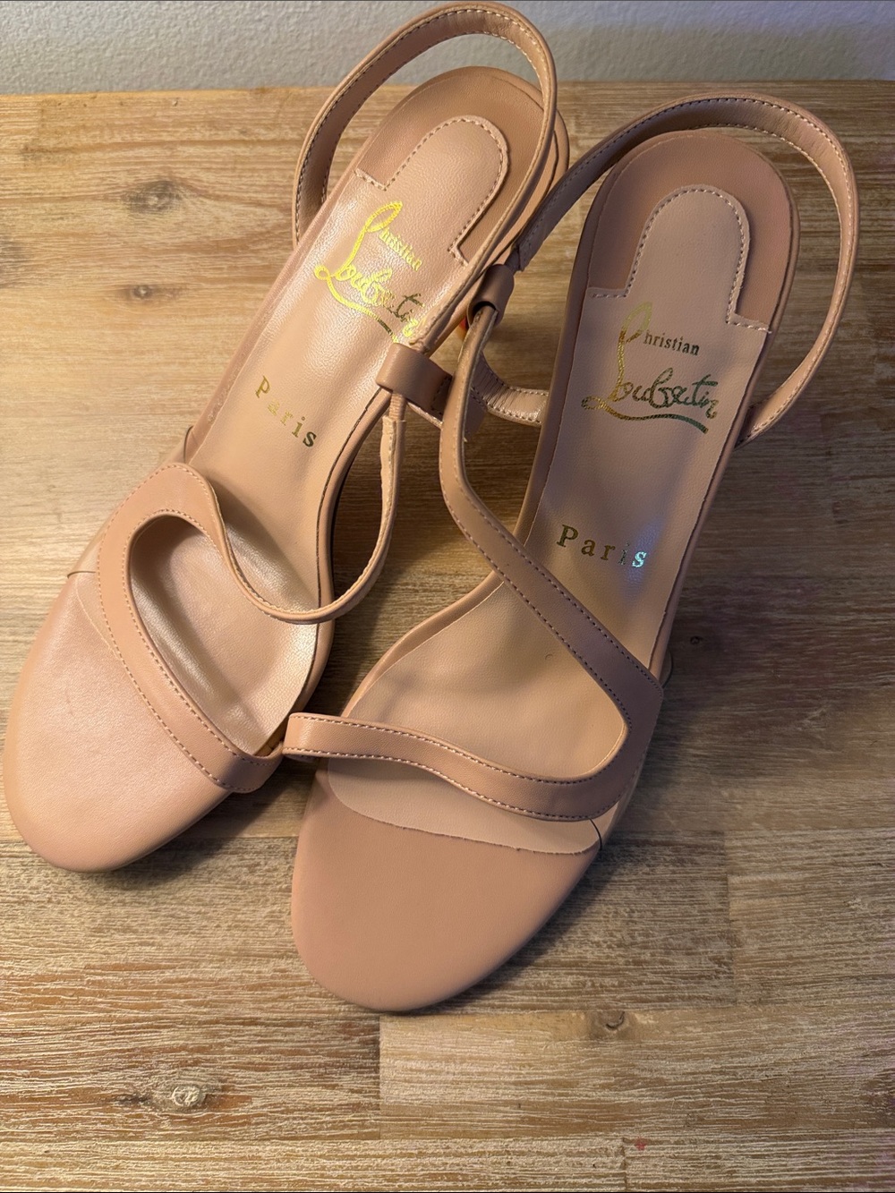 Christian Louboutin Blush Leather Slingback Heels